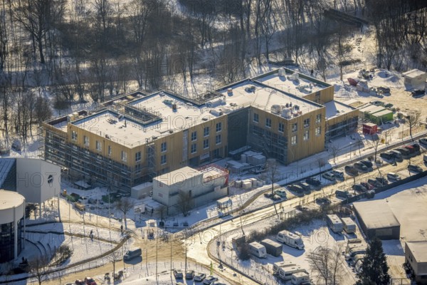 Aerial view, University of Witten / Herdecke, Annen, new campus extension in timber construction,
