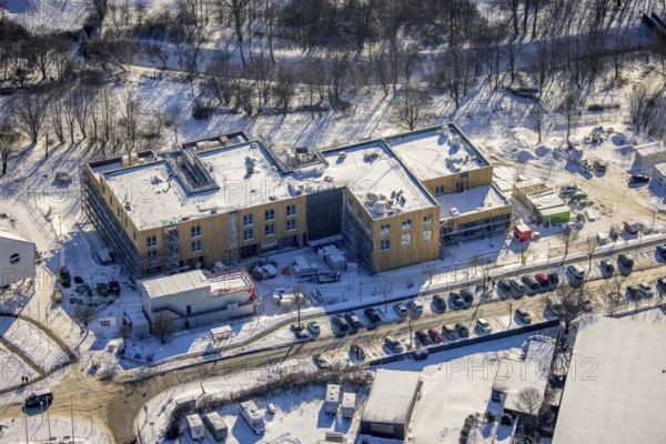 Aerial view, University of Witten / Herdecke, Annen, new campus extension in timber construction,