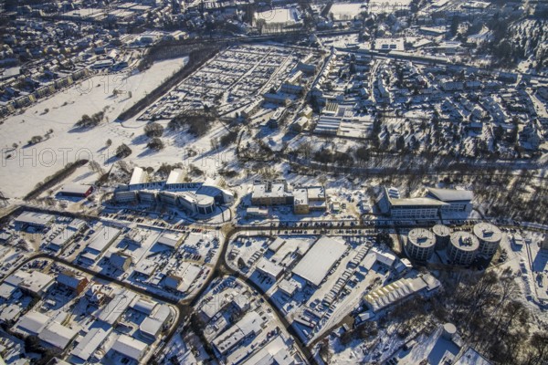 Aerial view, University of Witten / Herdecke, Annen, new campus extension in timber construction,