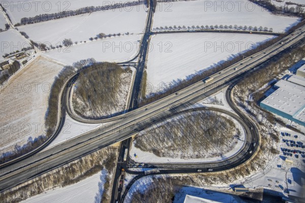 Aerial view, motorway A44 / A448, motorway junction Witten-Annen, Annen, Witten, Ruhr area, North