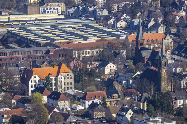 Aerial view, view of Witten-Annen, catholic church St. Joseph, evang. Erlöserkirche,