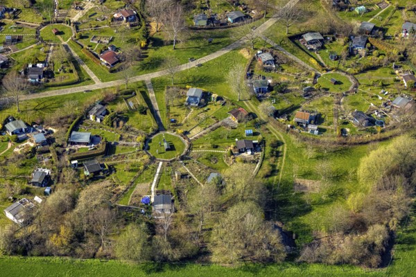 Aerial view, allotment garden association Am Heuweg, Stockum, Witten, Ruhr area, North