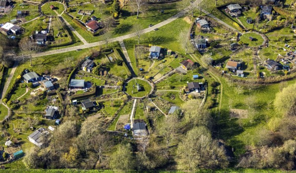 Aerial view, allotment garden association Am Heuweg, Stockum, Witten, Ruhr area, North