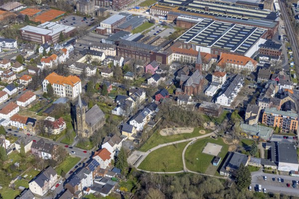 Aerial view, view of Witten-Annen, catholic church St. Joseph, evang. Erlöserkirche,