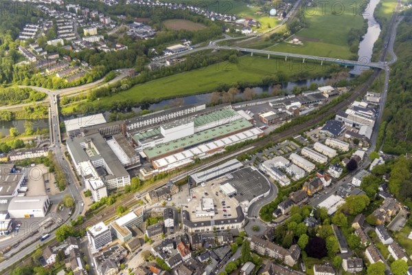 Aerial view, Demag Cranes factory premises, Wetter, Ruhr area, North Rhine-Westphalia, Germany, DE,