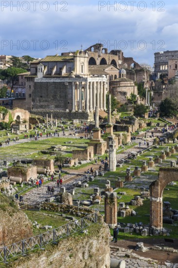 View of the central square of the Roman Forum in the left half of the picture, to the right remains