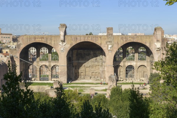 Ruins of the side aisle of the Basilica of St Maxentius, built between 306 and 312, Roman Forum,