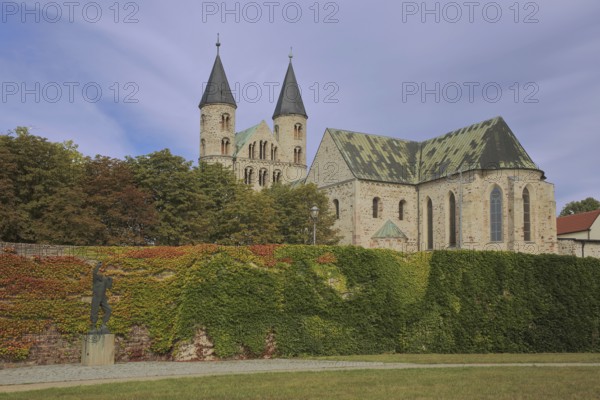Romanesque church, art museum and Our Lady's Monastery with twin towers, sculpture park with