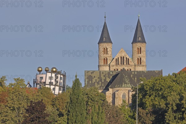 Green Citadel Hundertwasser House and Our Lady's Monastery, art museum, church, roof with golden