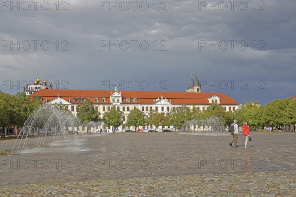 Baroque Winneberg Palace built in 1728 and Saxony-Anhalt State Parliament, water features, water