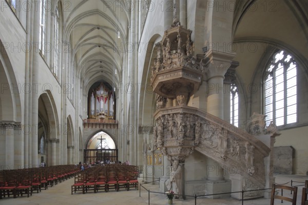 Gothic cathedral with Renaissance pulpit by Christoph Kapup 1597 made of alabaster, stonemasonry,