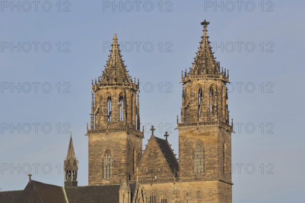 Gothic Cathedral of St Mauritius and St Katharina with twin towers, Magdeburg Cathedral, Magdeburg,