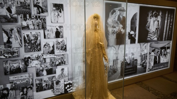 Exhibition with wedding dress and historical photos, Kahal Shalom Synagogue, Sephardic Synagogue,