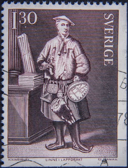 Carl von Linné alias Linnaeus, (1707-1778) a Swedish botanist and explorer. Dressed in North