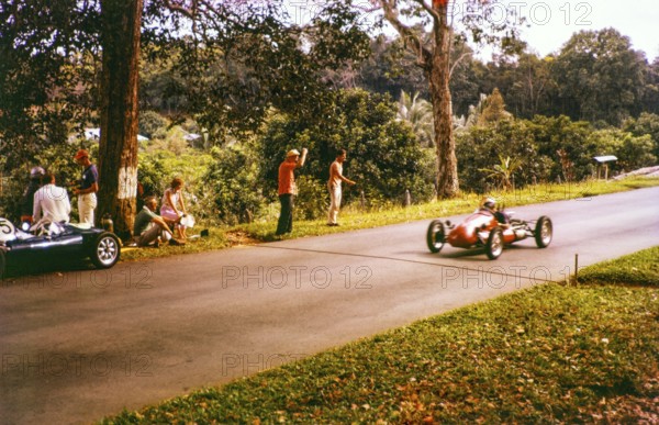Finish line of motor racing event, Gap Hill Climb, Singapore Motor Club, Singapore, south east Asia