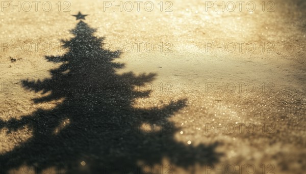 Christmas Tree Shadow: Stylish Decorative Element For Collages, Mockups, Posters, And New Year