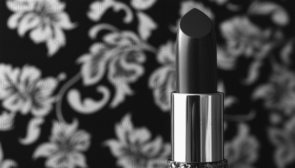 Black And White Monochrome Print Of Lipstick With Floral Pattern: A Resemblance To The Author'S