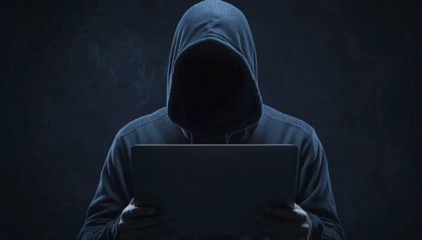 Dangerous Hooded Hacker Unleashing Internet, Cyber Crime, And Malware. Anonymous Figure Breaking