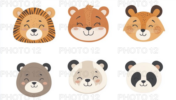 Adorable Animal Portraits: Hare, Tiger, Bear, Fox, Panda, Lion - Perfect For Dressing Up Baby