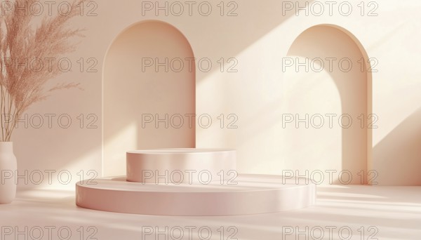 Chic Display Stand For Beauty Products Or Accessories In Soft Pink With Elegant Curved Structures