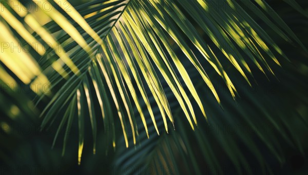 Exotic Abstract Natural Green Lush: Closeup Tropical Palm Leaf And Shadows Wallpaper For A Relaxing