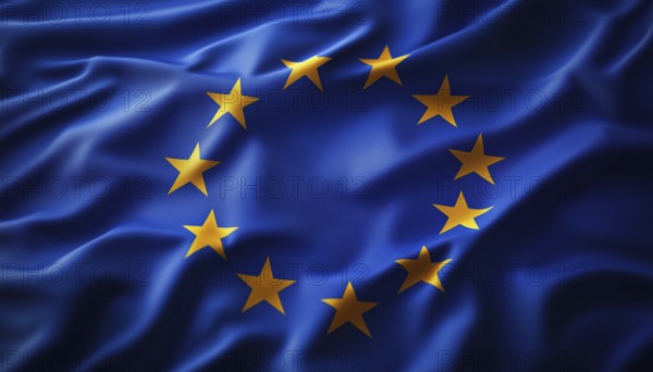 Symbol Of The European Union: Flag With Circular Stars Representing Eu. Iconic Logo Of The Eu