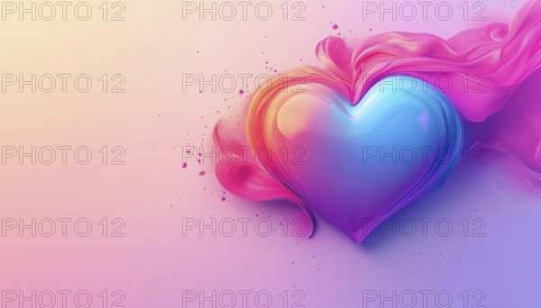 Trendy Gradient Heart Pastel Love Cover For Valentine'S Day: Romantic Symbol Poster To Decorate For