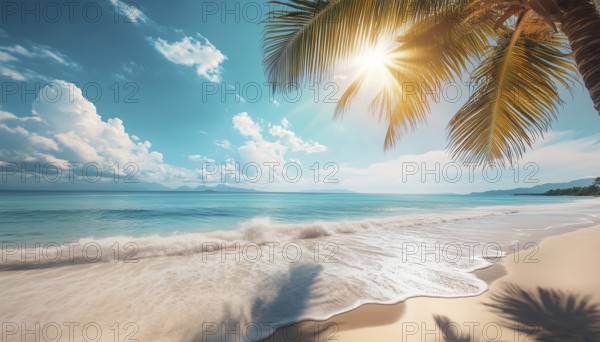 Tranquil Summer Vacation In An Exotic Tropical Paradise: Stunning Panoramic Sun Beach Landscape