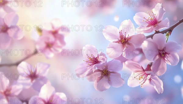 Realistic Cherry Blossom Flowers In Spring Horizontal Layout For Various Design Projects Such As
