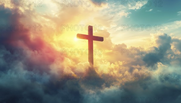 Ascension Day With Cross Against Sky: A Digital Composite Celebrating The Christian Holiday Of
