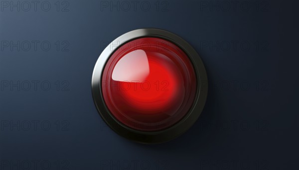 Red Glossy Button Alarm With Ringing Bell On Light Background: A Sleek And Modern Alarm Clock That