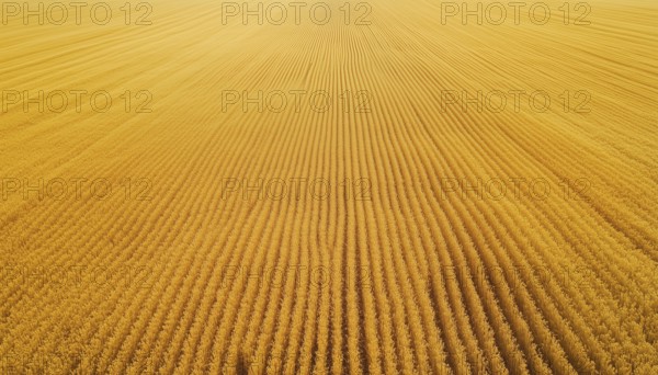 Lush Golden Grain Fields: A Stunning Aerial View Of Ripened Wheat, Flourishing Crops, And Blooming
