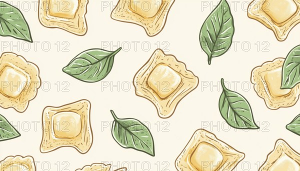 Hand Drawn Italian Ravioli Pasta Card For Menu, Cafe, And Restaurant Branding. Perfect For Bars,