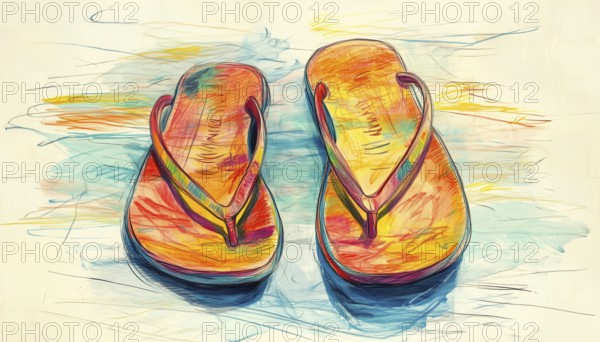 Continuous Array Of Flip Flops: Abstract Illustration Of Multiple Flip Flops Drawn In A Repeating