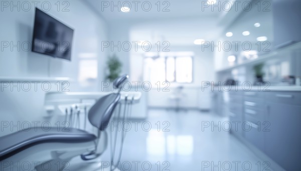 Blurred Interior Of Contemporary Dental Clinic: A Defocused View Of A Modern Dental Office Setting