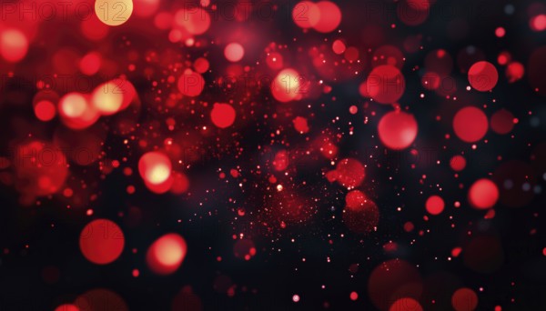 Elegant Red Glitter Blur On Black Background: Perfect Card For Valentine'S Day, Christmas, And