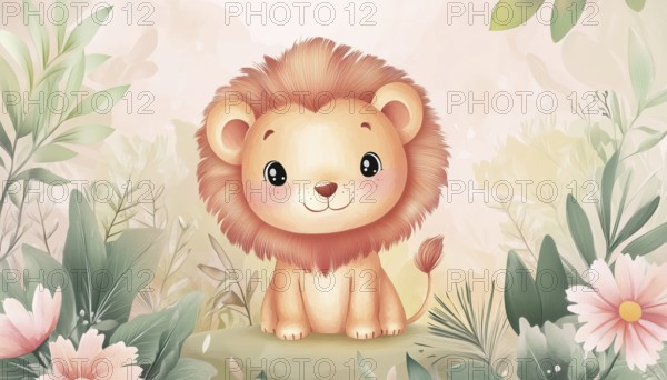 Adorable Lion Print Perfect For T-Shirts, Home Decor, Posters, And Cards. Versatile Design For