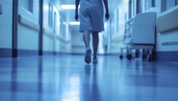 Hospital Patient Walking: An Individual Strolling Within The Hospital Premises, Possibly Receiving
