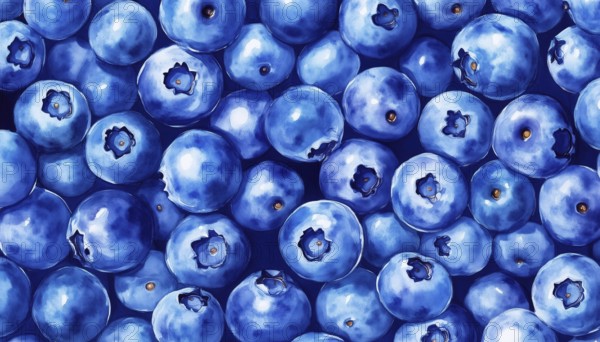 Hand-Drawn Blueberry Pattern: Endless, Fresh And Delicious Forest Berries For Healthy Nutrition And