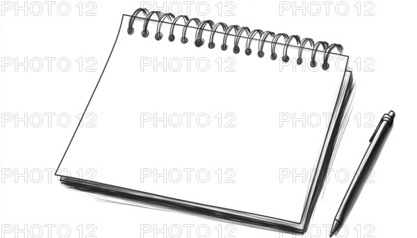 Hand Drawn Wall Calendar And Spiral Notepad Blank Template For Doodle. Clip Art For Daily Planning,