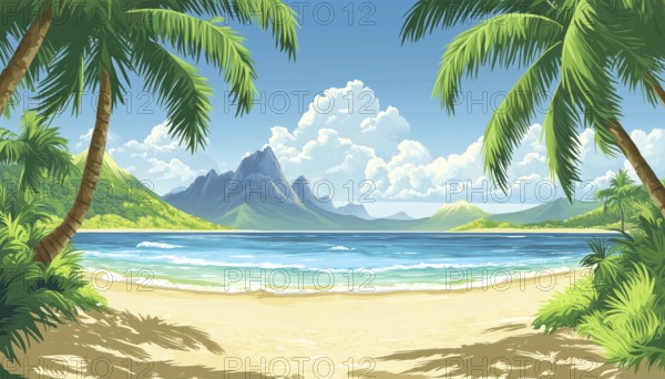 Sandy Beach Paradise: Experience Stunning Views Of The Sea, Mountains, And Palm Trees At This Ideal
