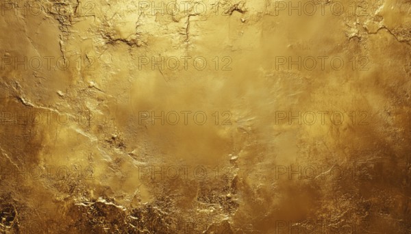 Luxurious Golden Grunge Wall Concrete Texture As Gold Backdrop With Copy Space. Perfect For Your