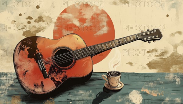 Vintage Outdoor Poster: Coffee And Music - The Perfect Combination For A Wonderful Day Out In