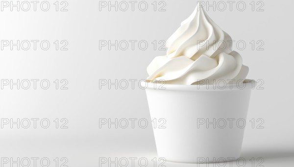 Delicious Whipped Cream Or Soft Ice Cream Served In A Classic White Cup, Perfect For Indulging In