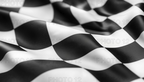 Black And White Racing Flag With Checkered Design. Empty Space For Text. Ideal For Racing Events