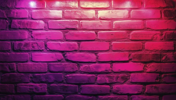 Pink Brick Wall With Light Neon Pattern: Abstract Background Perfect For Night Party Posters Or