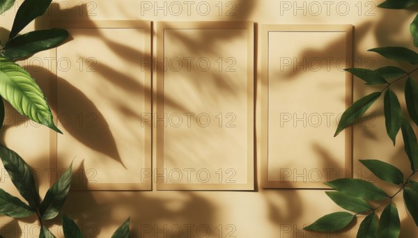Stylish Social Media Poster Template Featuring Collage Of Photo Frames With Shadowy Leaves On