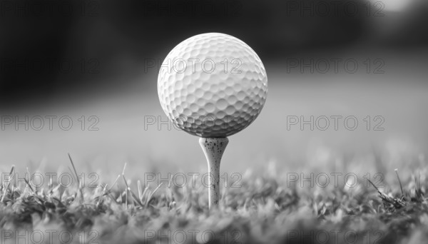 Stylish Black And White Golf Ball On Tee: A Fashionable Sporting Accessory For Golf Enthusiasts.