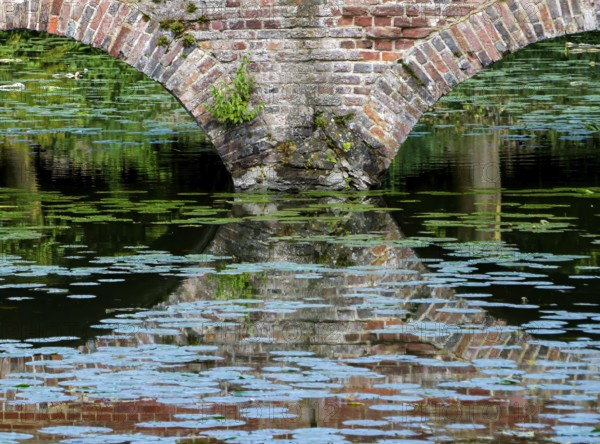 Arched bridge, Senden Castle, Senden, North Rhine-Westphalia, Germany