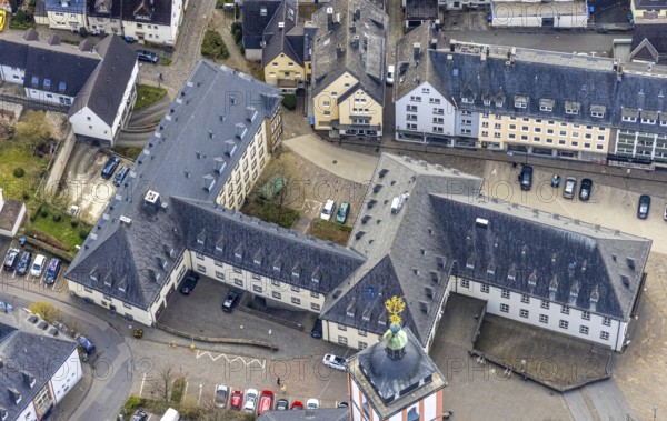 Aerial view, old town with town hall, Krämergasse and Kornmarkt, Siegen-Kernband, Siegen,